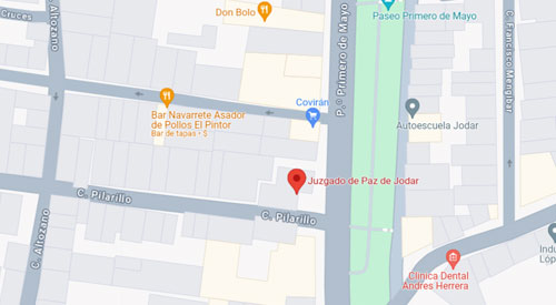 mapa Registro Civil-Juzgado de paz de Jódar Jaén